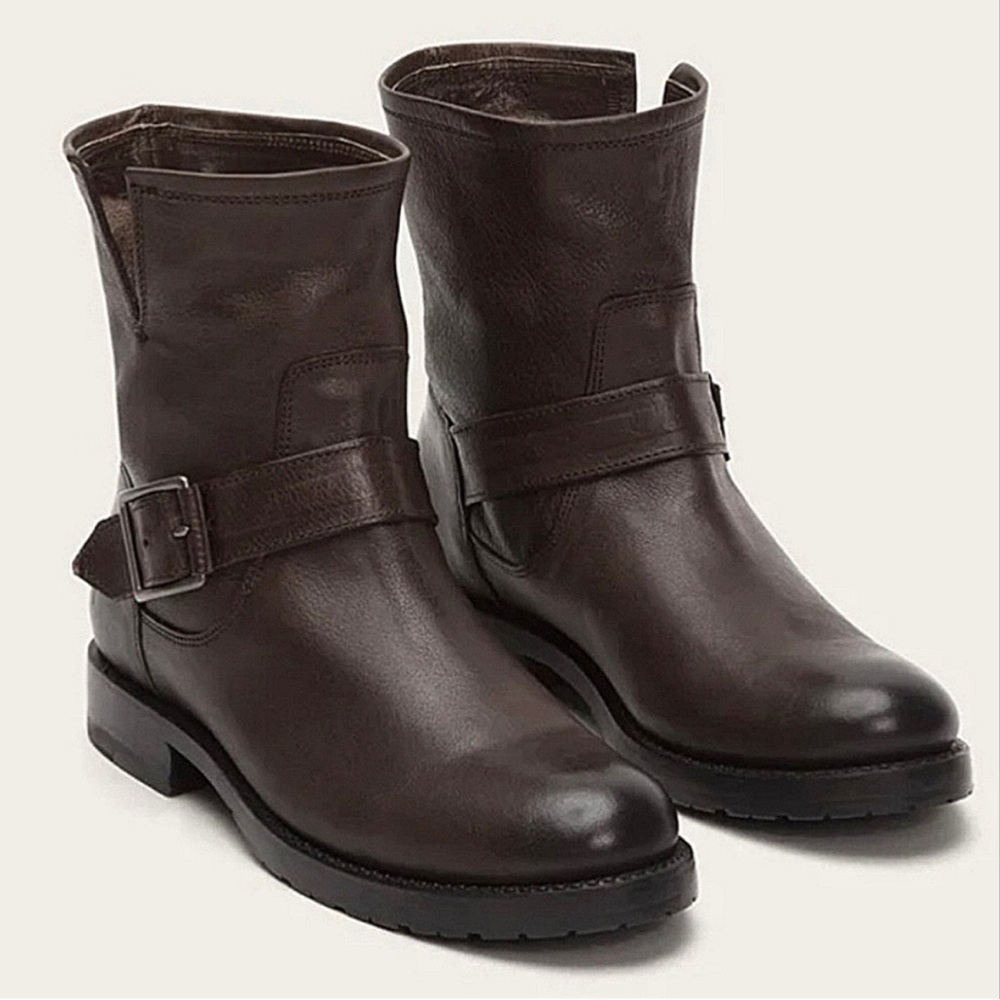 Frye Natalie Engineer Short Boots Size 6 Brown Leather Western Festival Boho